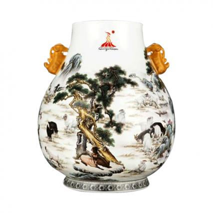 【中藝堂】张松茂 瓷器《百羊尊国宝瓷器》