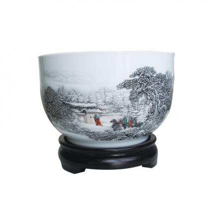 【中藝堂】张松茂 瓷器《三顾茅庐粉彩福磬对碗》