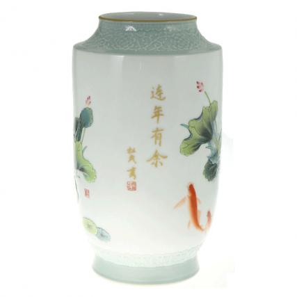 【中藝堂】张松茂 瓷器《连年有余》