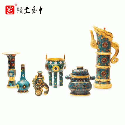 【中藝堂】张同禄 景泰蓝《故宫六珍》纪念故宫建院90周年