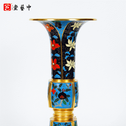 霍铁辉大师非遗景泰蓝《出戟花卉纹花觚》