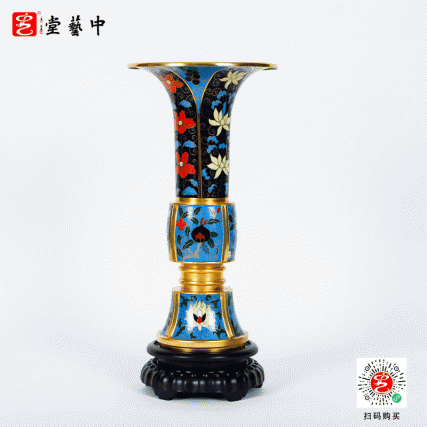 霍铁辉大师非遗景泰蓝《出戟花卉纹花觚》