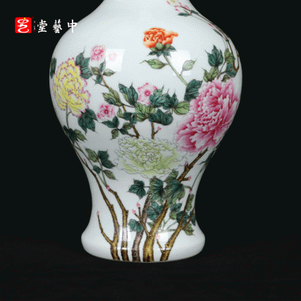 粉彩花卉盘口瓶 | 王辉大师珐琅彩传世之作 | 经典器型，繁花似锦，雅室生辉