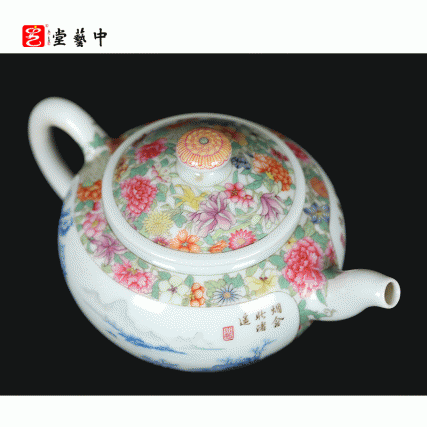 宫廷珐琅彩典藏·王辉督造「蓝料山水把壶」 | 特价尊享，台北故宫同款 | 薄胎精工，案头雅器，珍藏之选