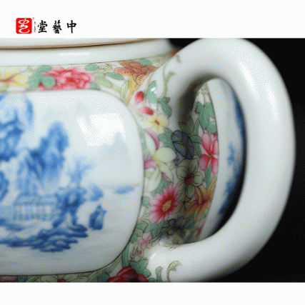 宫廷珐琅彩典藏·王辉督造「蓝料山水把壶」 | 特价尊享，台北故宫同款 | 薄胎精工，案头雅器，珍藏之选