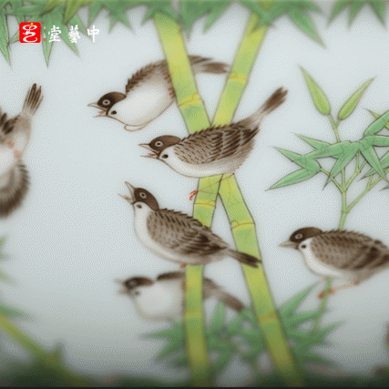 复刻台北故宫雍正官窑·珐琅彩竹雀图碗（一对） | 王辉再现诗书画印四绝珍品 | 竹雀生趣，题句钤印，对碗典藏